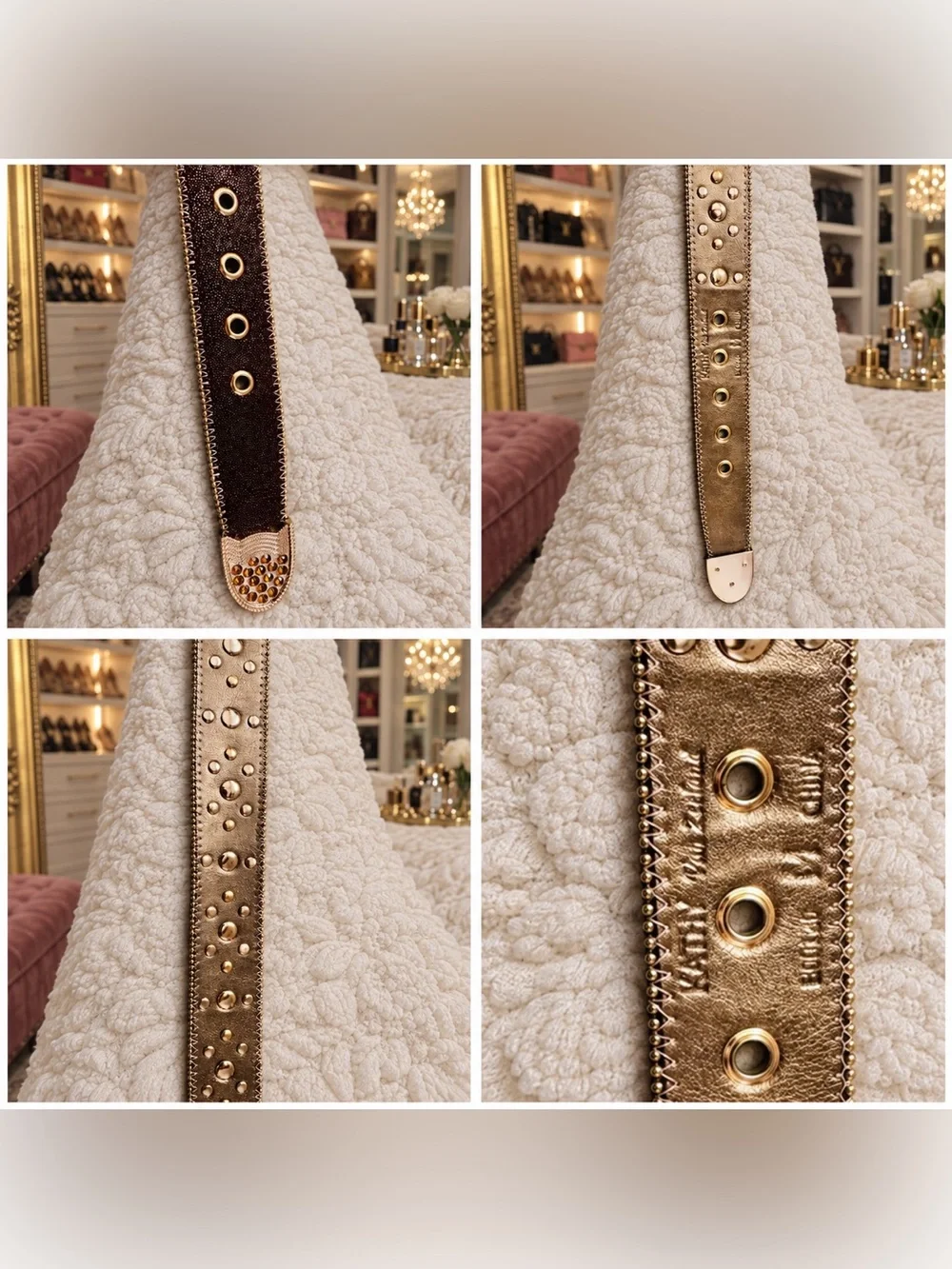 Y2K Brown Rhinestone Studded Wide Statement Belt